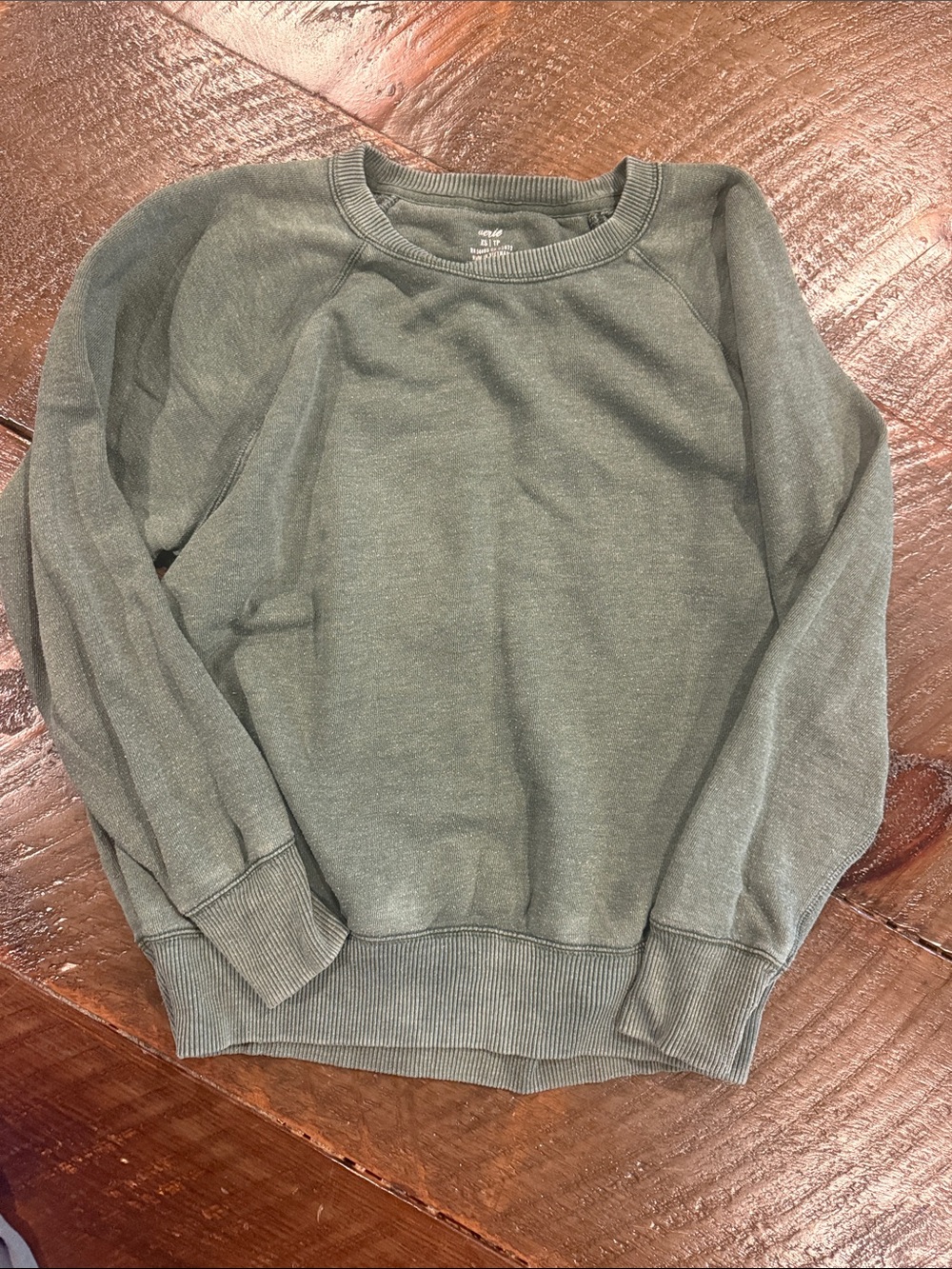 aerie Olive Crew Pullover Sweatshirt